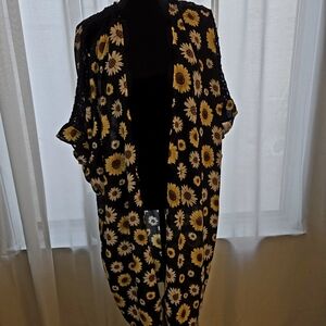 Black Sunflower Kimono Cardigan